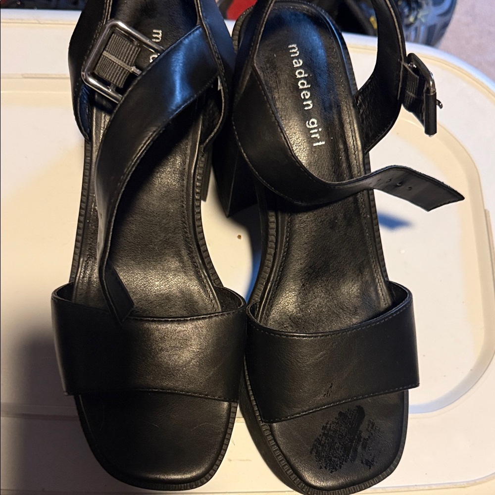 Madden Girl Black Strappy Heels